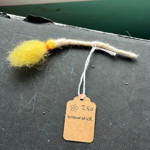 Felted witch broom stick and acorn